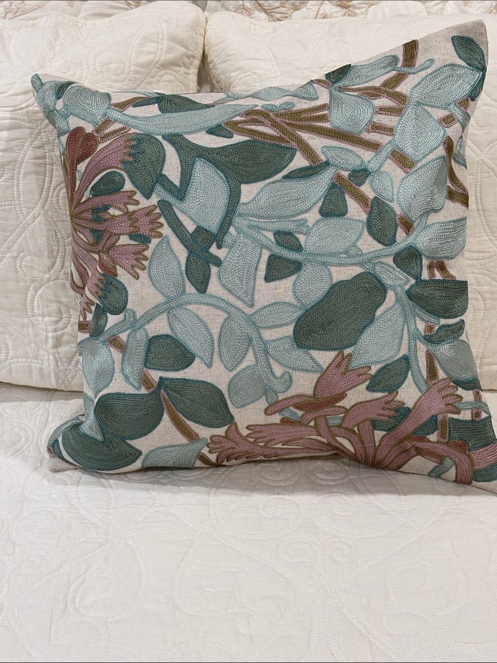 NWT Ballard Design Danica embroidered pillow covers 18”x 18” *price is for both*